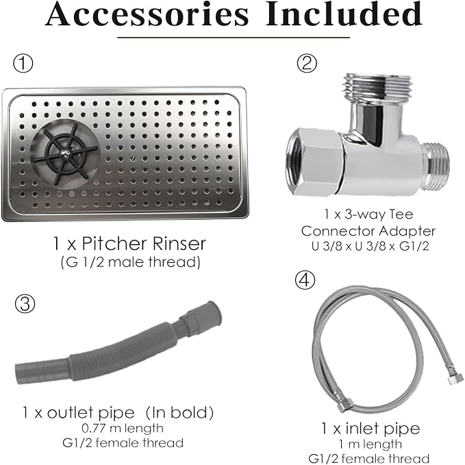 Pitcher Washer, Espresso Washer, Drainage and Drip Tray Stainless Steel Bar Glass Washer is The Sink, and The Cup Spray Washer is The Home Kitchen Hotel Cafe Restaurant (KF27-Silver)
