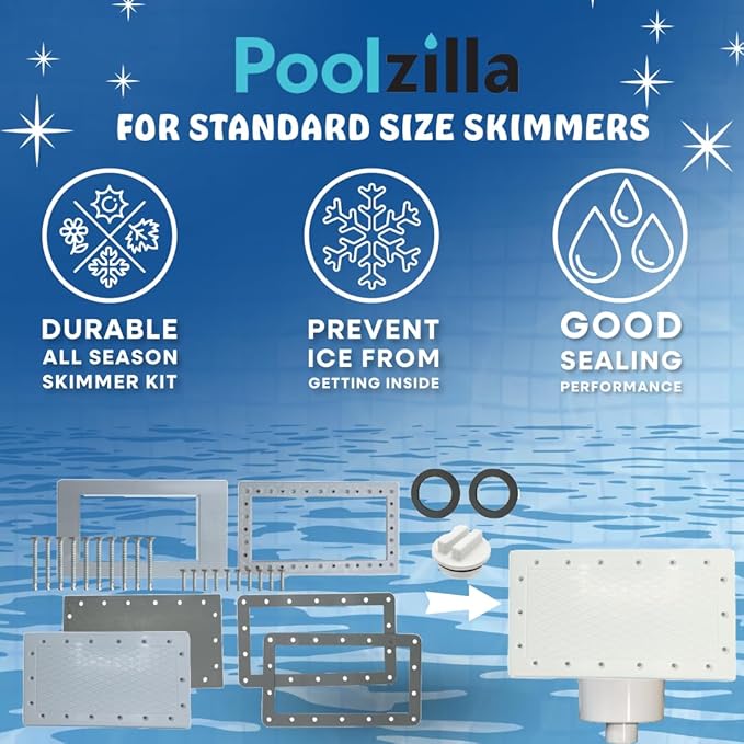 Poolzilla All Season Skimmer Kit for Above Ground Swimming Pools - Compatible with Hayward 1091WM, and Other Wide Mouth Skimmers - Pool Opening and Closing