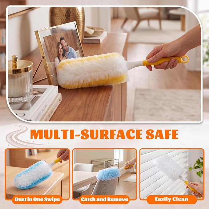 600 Pcs Disposable Dusters Refills Bulk Heavy Duty 360° Dusters Refill with 3ft Extended Handle and Short Handle, Multi Surface Replacement Duster Kit for Cleaning Ceiling Fan (Multicolor)