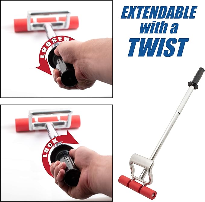 Extendable Heavy Duty Floor and Wall Roller for Laminate, LVP, Veneer, Linoleum, Carpet, Tile and Wall Coverings 7-1/2 Wide with a 17 inch Handle That Extends to 27 inches,FBA-2214