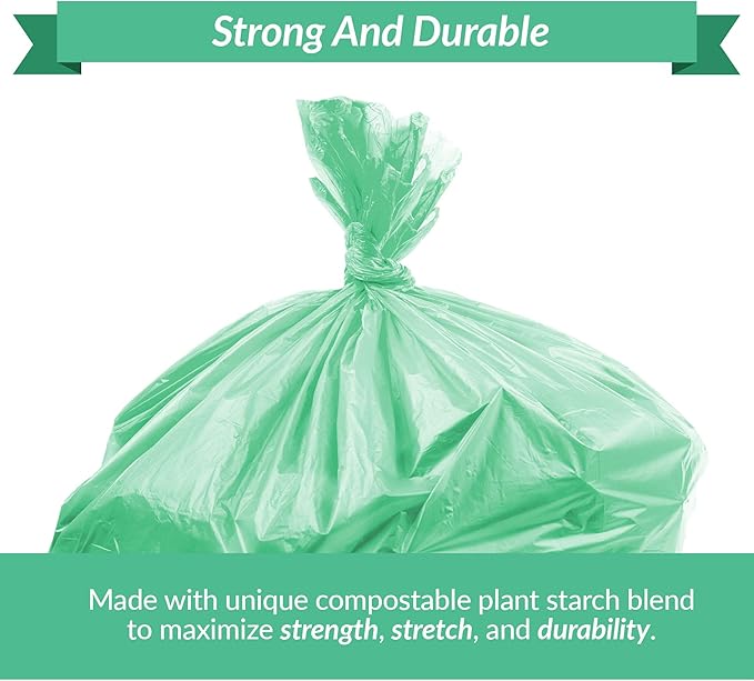 Reli. Compostable 6-8 Gallon Trash Bags | 200 Count Bulk | ASTM D6400 | Green | Eco-Friendly | For Compost