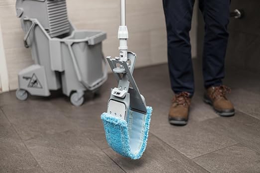 Unger Commercial SmartColor MicroMop 15.0, 16" Wet Microfiber Mop Pad, Reusable - Heavy-Duty Floor Cleaning, Blue - MM40B