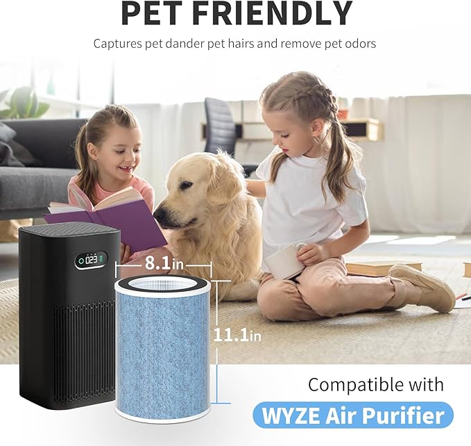 True HEPA Filter Replacement Compatible with WYZE Smart Air Purifier, Special Filter, 2 Pack