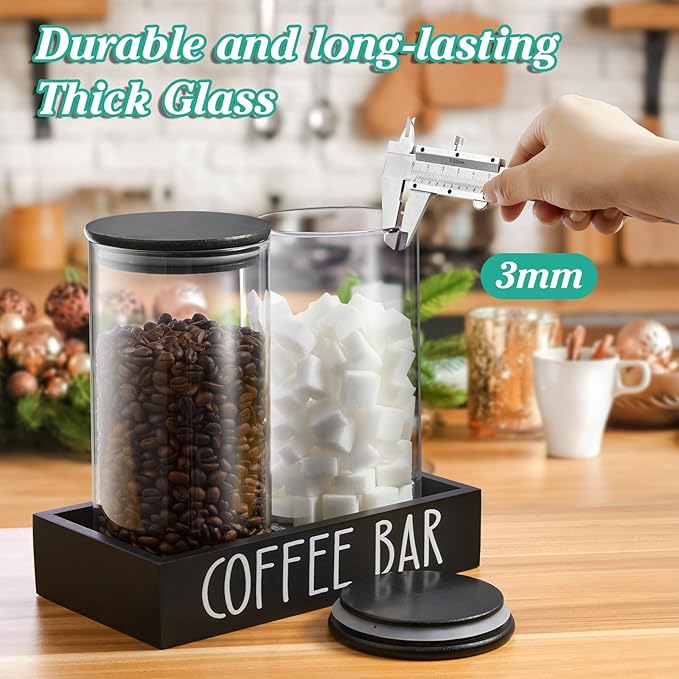 OUTNILI Black Broom Holder and Coffee Container Set Bundle