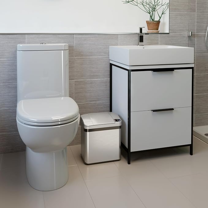iTouchless Touchless Trash Can Combo Pack - 13 Gal & 2 Gal, Odor Control System, Stainless Steel, Kitchen and Bathroom Set