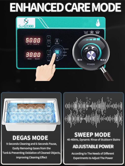 Ultrasonic Cleaner 30L, Sweep Function, 600W Power Adjustable Ultrasonic Parts Cleaner for Cleaning Pistols, Metal Engine Parts, Carburetor, Gun, Oil Filter, Bike Chain, Gear, Eyewear