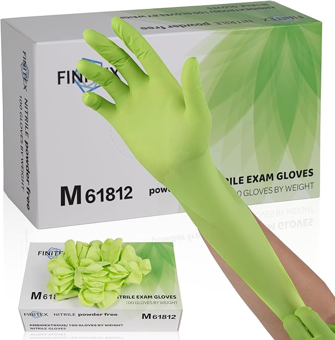 FINITEX Nitrile Disposable Gloves - Green 3.5mil 100/1000PCS Powder-Free Latex-Free Medical & Food Use