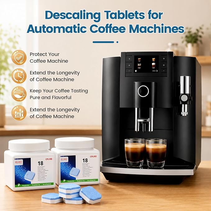 CPLIKE Descaling Tablets for Jura Automatic Coffee Machines, 2-Phase Coffee Machine Cleaner & Decalcifying Tablets for Jura, Extends Machine Life, Preserves Coffee Flavor, 36 Tablets