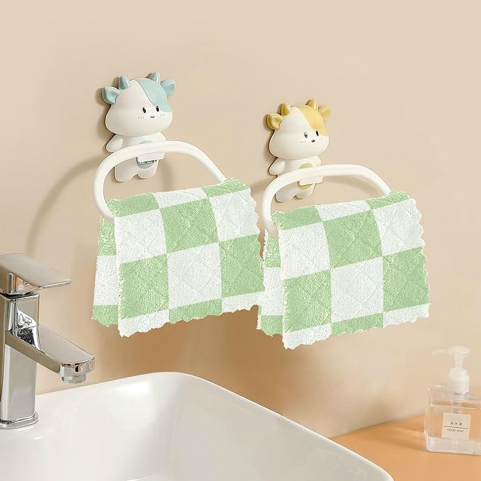 Checkered Mint Green and White Kitchen Towels Dish Cloths Set of 6 Microfiber Cleaning Cloths for Cars Super Absorbent Machine