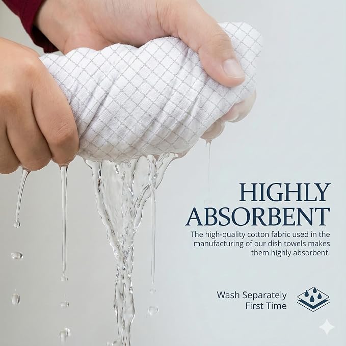 Marubhumi Cotton Kitchen Dish Towels (White, 45x70 Cm)