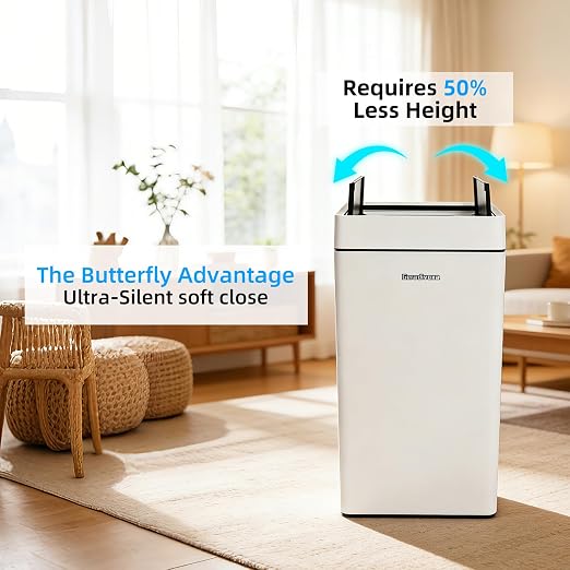 4.5 Gallon Touchless Bathroom Trash Can with Auto Bagging System, Automatic Sensor Lid Waste Bin for Bedroom, Office & RV, White