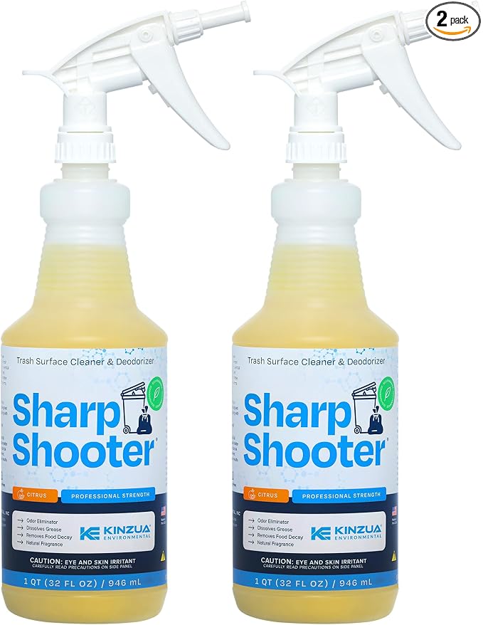 Sharpshooter, Heavy-Duty Trash Can Odor Eliminator & Degreaser, Garbage Surface Cleaner and Deodorizer Foam, Professional-Grade, Fresh Citrus Scent, 32 oz, Pack of 2