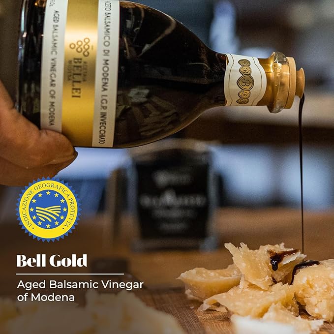 Acetaia Bellei Aged Balsamic Vinegar of Modena - Italian Aceto Balsamico di Modena IGP Certified, Product from Italy, High Density, Perfect for Cheese, Meat, Salads and Desserts, Bell Gold - 250 ml