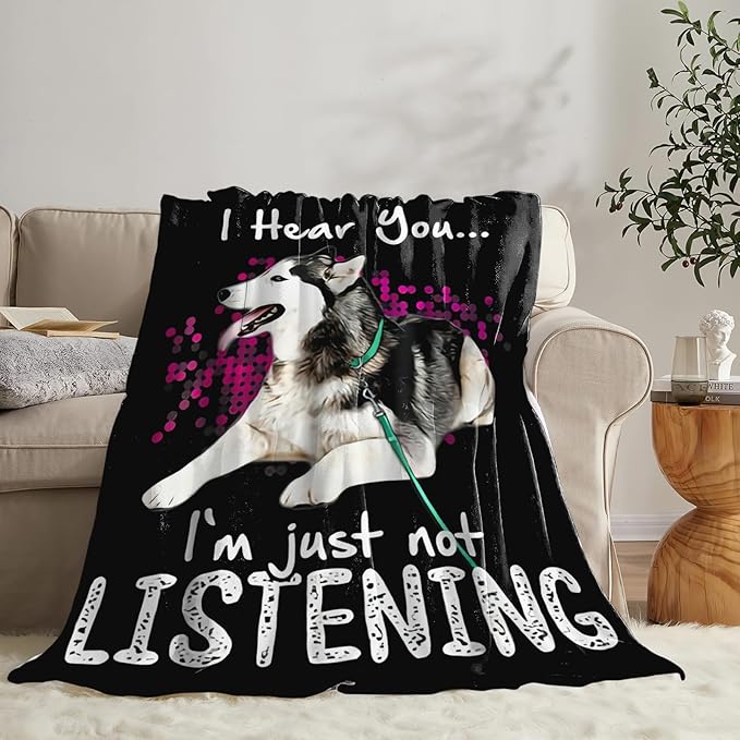 Tijuboni Husky Throw Blanket Dog Gifts for Girls Boys Women Men Kids Adults Soft Flannel Fleece Blanket for Couch Sofa Bed Home Decor 40"x50"