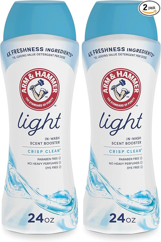 ARM & HAMMER Light In-Wash Scent-Booster, Laundry ScentBooster Crisp Cleanscent, 24 Oz (Pack of 2)