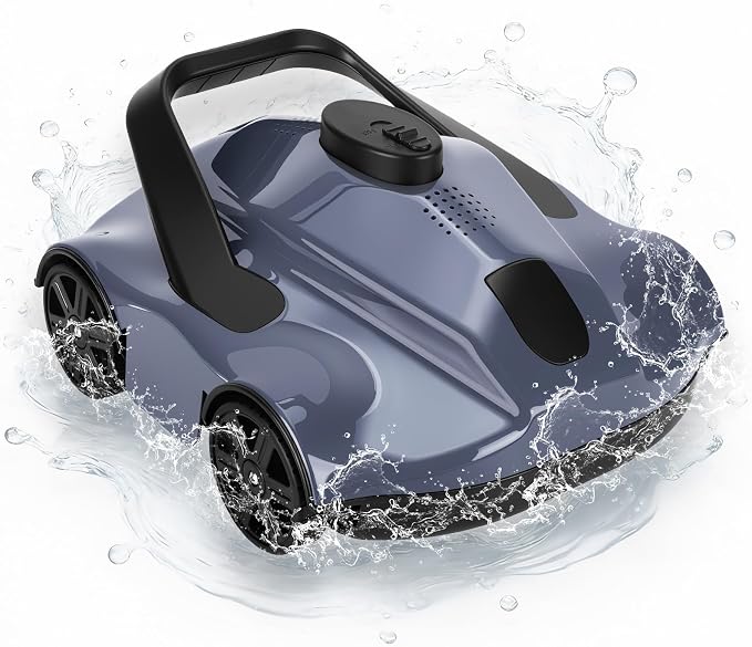 GarveeTech Robotic Pool Cleaners Cordless Robotic Pool Cleaner for Above Ground Pools - 130 Min Runtime, Self-Charging, Cleans Up to 860 Sq Ft, Lightweight & Portable Design