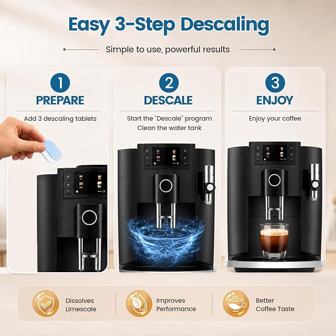 CPLIKE Descaling Tablets for Jura Automatic Coffee Machines, 2-Phase Coffee Machine Cleaner & Decalcifying Tablets for Jura, Extends Machine Life, Preserves Coffee Flavor, 36 Tablets