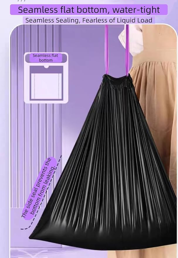 13Gallon multipurpose trash bags, Drawstring Design, Extra Durable and Unscented Garbage Bags，1 mil, Count for Home, Bathroom, Office, Outdoor Camping，140 Count.