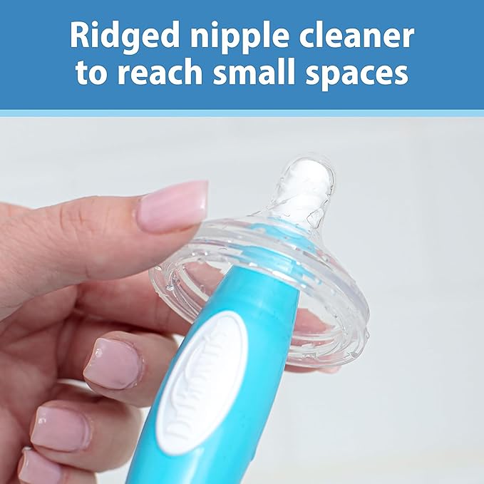 Dr. Brown's Soft Touch No Scratch Baby Bottle Cleaning Brush Nipple Cleaner with Stand and Storage Clip, BPA Free, Pink (Pack of 2)