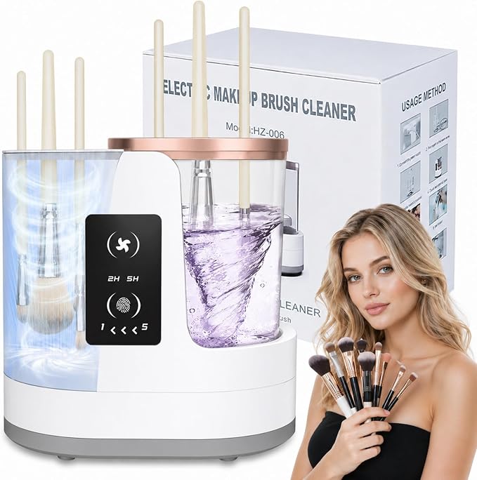 Electric Makeup Brush Cleaner 3-in-1, Automatic Brush Washing & Air-Drying Machine, Dual-Direction Deep Cleaning, Adjustable 2H/5H Drying, Fits Most Brush Sizes, Plug-in Design (2026 Upgrade)