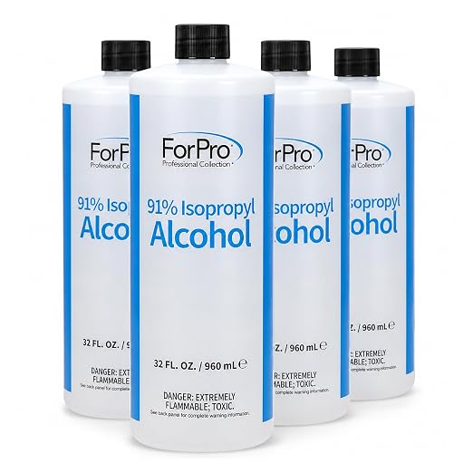 ForPro 91% Isopropyl Alcohol (IPA), 1 Gallon, 32 Fl Oz (Pack of 4) – Pure & Unadulterated Concentrated Alcohol