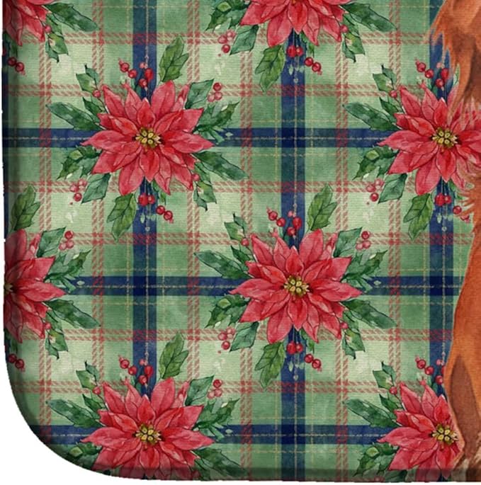 Caroline's Treasures Irish Setter Christmas PoinsettIas Dish Drying Mat Absorbent Dish Drying Mat Pad for Kitchen Counter Dish Drainer Mat for Countertop, 14 x 21", Multicolor