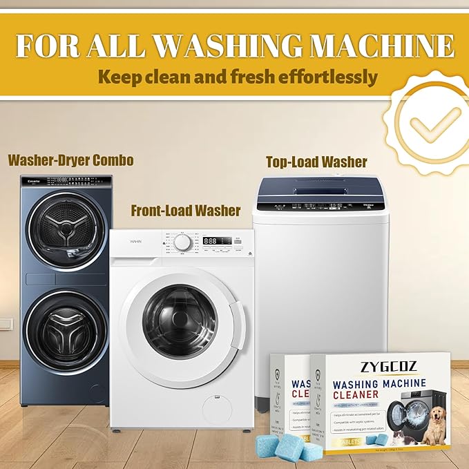 Washing Machine Cleaner Tablets, 36 Tablets (18 Months), Works in HE, Top Load, and Front Load Washers, Helps Reduce Pet Hair and Stubborn Residue, Unscented (3)