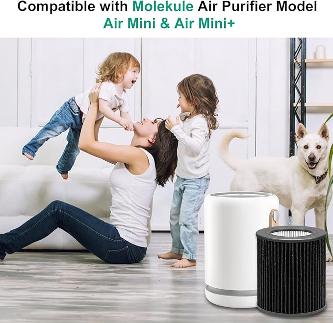 2 Pack Air Mini PECO-HEPA Filter Replacement Compatible with Molekule Tri-Power Air Mini and Air Mini + Air Machine, 3 in 1 Efficient Filtration System with Activated Carbon