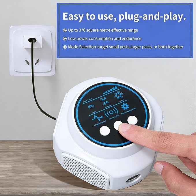 Ultrasonic Pest Repellent Plug in Upgraded High-Power, Mouse Rodent Repellent Insect Control for Rat Mice Squirrel Spider Bug Roach, Electronic Repelling Device with 3 Mode Switching (1, White)