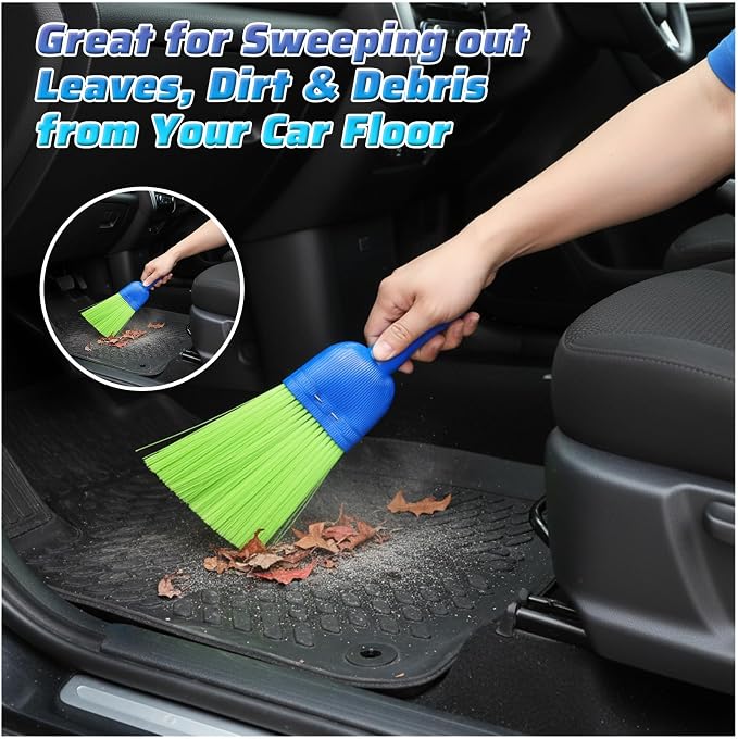 6 Pcs Soft Bristle Broom, Poly Fiber Whisk Broom with Hang Hole, Handheld Brush for Indoor Outdoor Cleaning, Car, Porch, Floor, Room & Deck, Dust Dirt Remover, Compact, Easy Storage