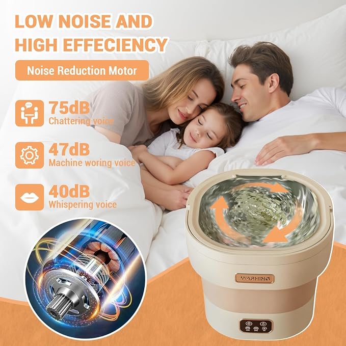Garvee 12L Mini Portable Washing Machine and Dryer, Folding Compact Small Washer Fully Automatic 3 Cleaning Modes Collapsible Camping Washer for RV Dorm Travel Hotel Laundry