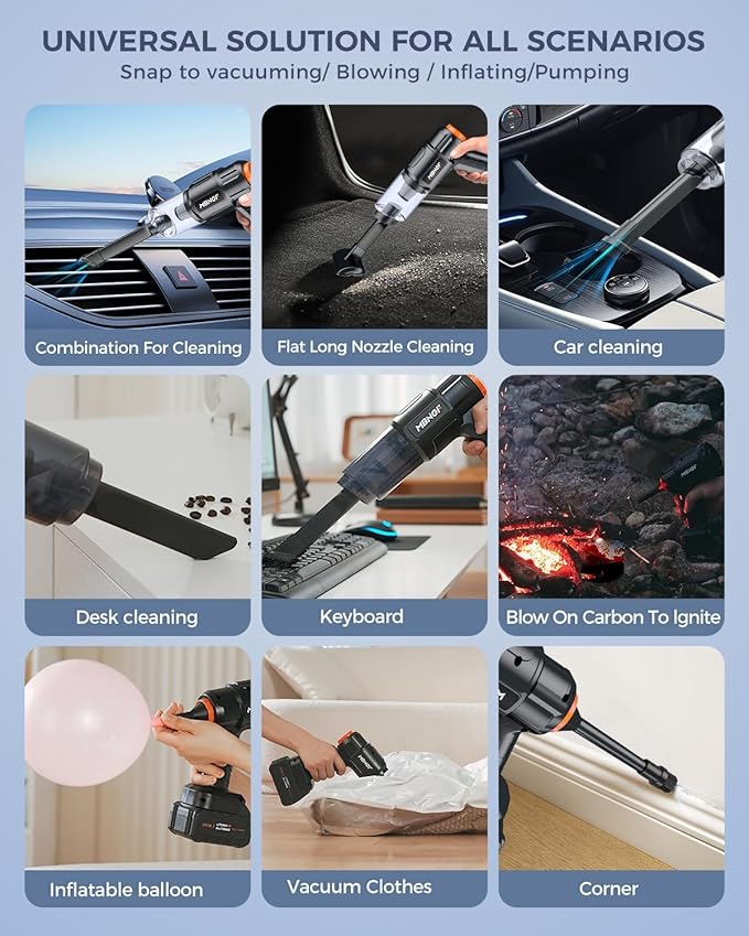 MBNGF X9 ULTRACar Vacuum Portable Cordless, 35000PA High Power Suction & Blower, Wireless Handheld Vacuum Cleaner for Car, Home, Office, Pet, Black