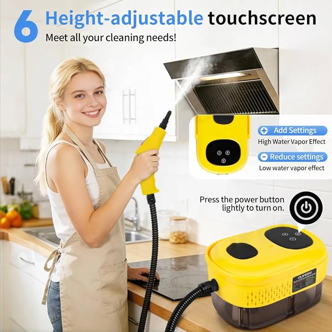 Steam Cleaner,15s Heat-Up 6-Level Adjustable, 2500W Handheld Steam Cleaner for Home with 13 pcs Accessories,Portable Steamer for Kitchens, Grease, Bathroom, Grout,Tile, Floor, Couch and Car