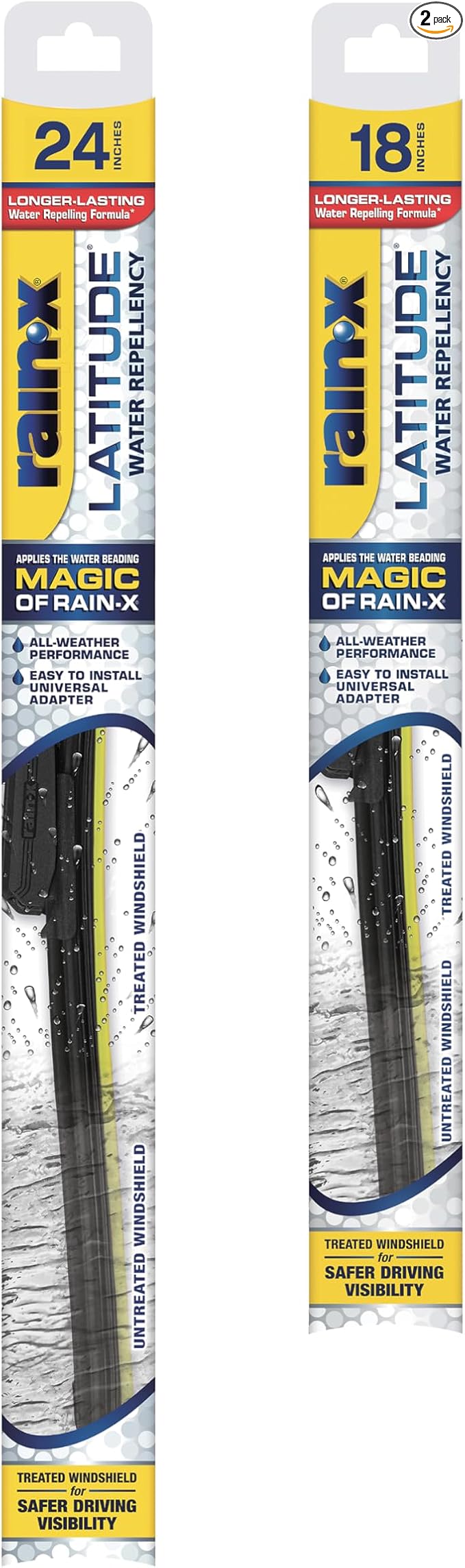 Rain-X 810164 Repellency Water Repellent Wiper Blades, 24" & 18" Windshield Wipers, All Weather Streak-Free for Enhanced Visibility w/ Water Repellency Formula