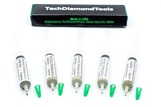 TechDiamondTools Diamond Polishing Compound Kit of 5 Polishing Paste USA Made 1200 1500 2000 3000 4000 Grit for Marble Glass Metal Rock Jewelry Resin Silver Gemstone with 10% of Diamond Powder