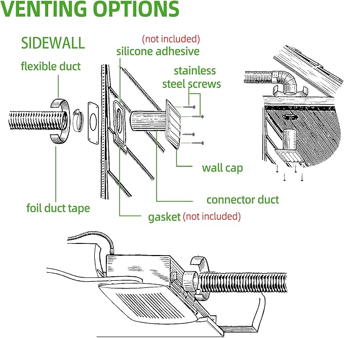 Dryer Vent Kit with Hose/Duct Connector/Wall Plate,4 Inch Dryer Vent Hose Connector Wall Ducting Kit for Bathroom Ventilation Fans Exhaust,Ceiling Washer Air Circulation