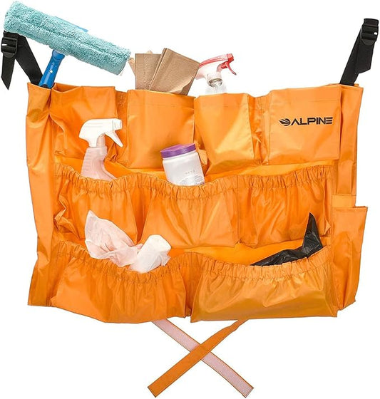 Alpine Trash Can Caddy Bag - 12 Pockets Commercial Cleaning Caddy Bag for Brute & all Industrial Trash Cans & Garbage Bins - Heavy Duty Washing Machine Friendly Yellow Trash Can Caddy Bag with Straps
