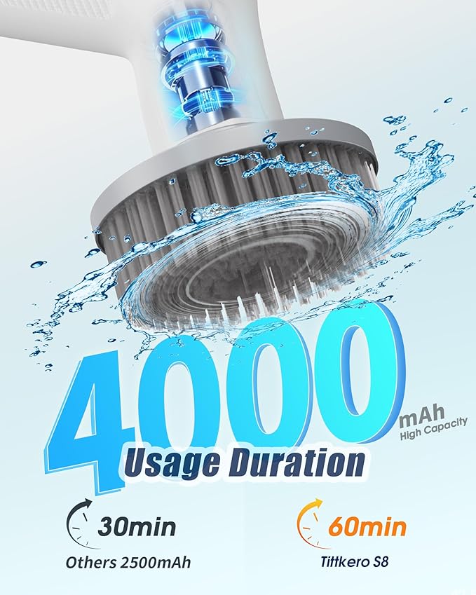 Electric Spin Scrubber, 2026 Electric Scrubber for Cleaning 4000mAh 2 Speed Shower Scrubber with Adjustable Handle IPX7 Waterproof Long Runtime Scrub Brush with 5 Heads for Bathroom Kitchen Tub