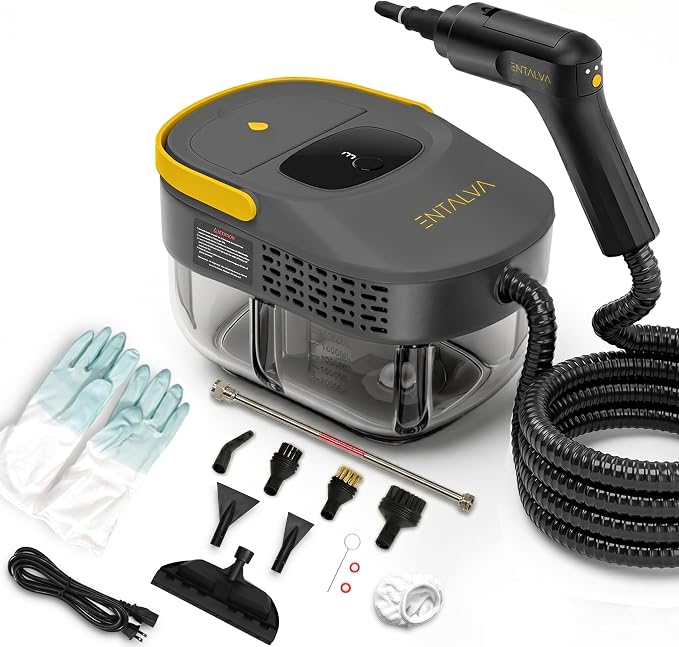 15 Accessories Steam Cleaner for Home,1.69QT Tank Handheld Steamer for Cleaning, Potable Pressurized Steam Cleaner for Grout, Car Detailing, Tile, Floor, Cloth