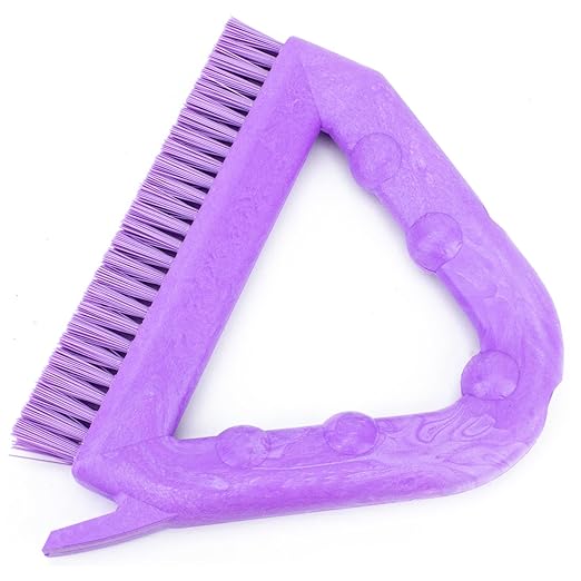 SPARTA Plastic Commercial Grout Brush, Triangle-Shaped Scrub Brush with Scraper and Two Threaded Holes for Attaching Handle (Sold Separately), 9 x 7 x 7 Inches, Purple, (Pack of 4)