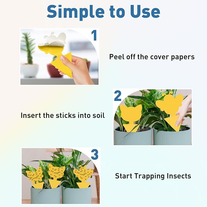 96 Pack Fruit Fly Traps for Indoor Outdoor, 3 Shapes Yellow Sticky Bug Traps, Double-Side Fungus Gnat Killer for Houseplants, Mosquitos, Flying Insects