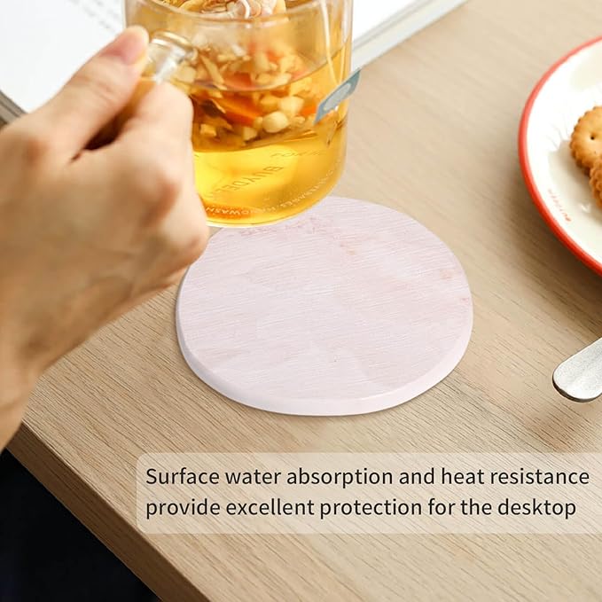 Diatomaceous Earth Coasters Set of 4, Super Absorbent Quick-Dry Heat-Resistant Drink and Coffee Coasters, Modern Stone Irregular Design for Kitchen Counter and Coffee Table, Pink