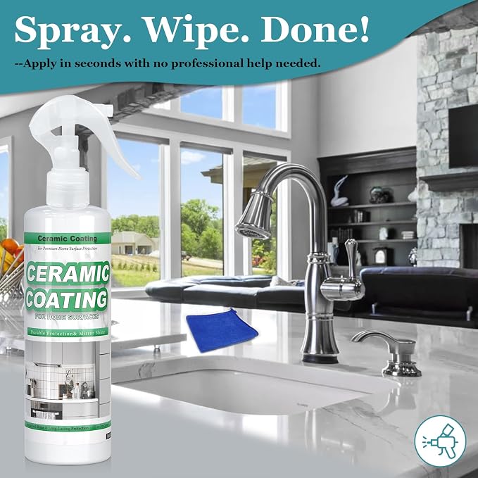 256ml Ceramic Coating Spray for Stainless Steel, Stainless Steel Coating for Appliances, Anti Fingerprint Spray, Cerami Coat for Appliances, Streak-Free Shine & Protection