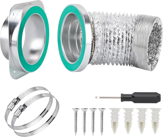 Magnetic Dryer Vent Coupling DV180 Dryer Vent Hose Magnetic Connector Kit-Quick Connection and Disconnection Strong Magnet Self-Alignment Airtight Seal Easy to Clean Included a 3ft 4" Duct & 2 Clamps
