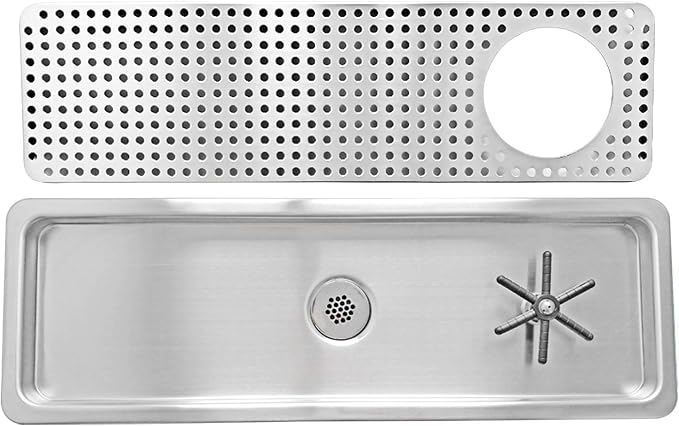 YBB Pitcher Rinser Cup Washer Glass Cleaning Rinser with Side Sprays, Drain and Drip Tray for Bar Coffee Shop (25.4" x 8.5" x 1")