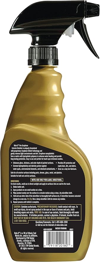 Rain-X PRO 620180SRP Graphene Exterior Detailer Spray, 23oz - Graphene Shield Technology Gently Removes Light Contaminants and Dirt, Enhances Gloss and Shine