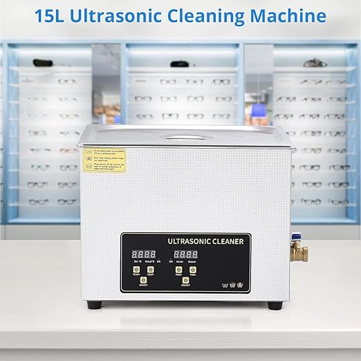 Digital Ultrasonic Cleaner 15L Timer Heatr 360W 15L Ultrasonic, 304 Stainless Steel,for Dentures Glass Industrial Parts