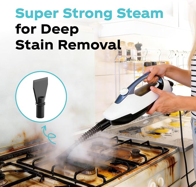 10-in-1 Steam Mops for Floor Cleaning, 302℉ Detachable Handheld Steam Cleaner with 400ml Water Tank and 26.25ft Power Cord, Folding Steamer Mop for Hardwood and Tile Floors, Blue & White