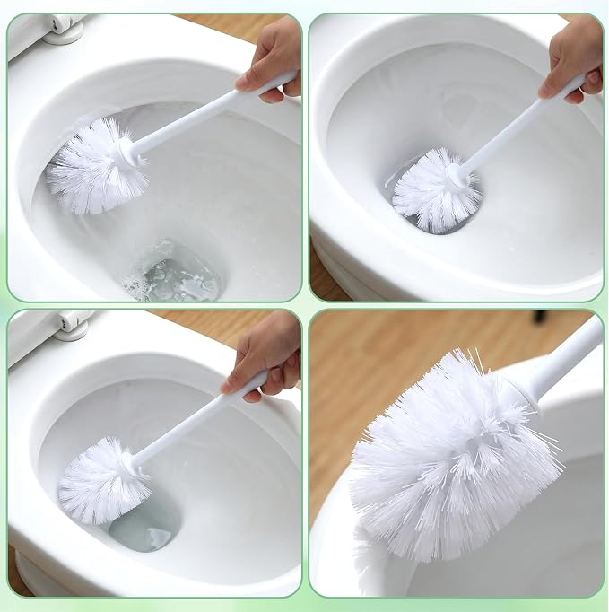 20 Pcs Toilet Bowl Brush, 14.2 Inch Heavy Duty Commercial Toilet Brush with Plastic Handle - White Bathroom Cleaning Scrubber Brushes Bulk