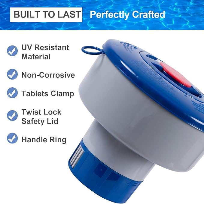 POOLAZA Premium Quality Pool Chlorine Floater & Durable Fine Mesh Pool Net Skimmer